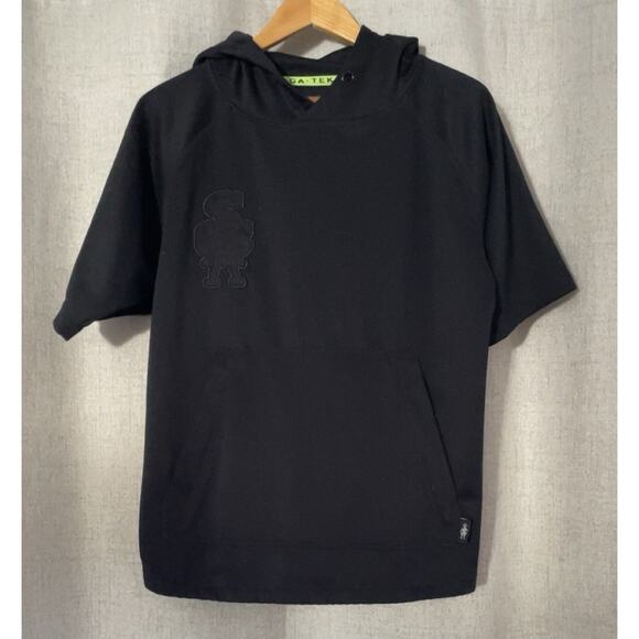 Saga Outerwear Black Hoodie Mens Small Pullover Short Sleeve Sweater - Picture 1 of 5